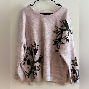 Rachel Zoe Heathered Floral Crew Neck Sweater